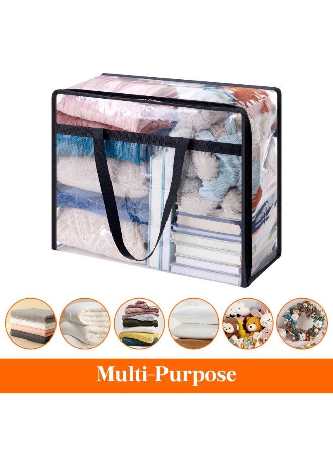 4 Pack Clear Clothes Storage Bags, 40L Plastic Blanket Storage Bags, Vinyl Foldable Moving Bags with Zipper, Closet Organizers and Storage Containers for Bedding, Duvet, Comforter - Image 4