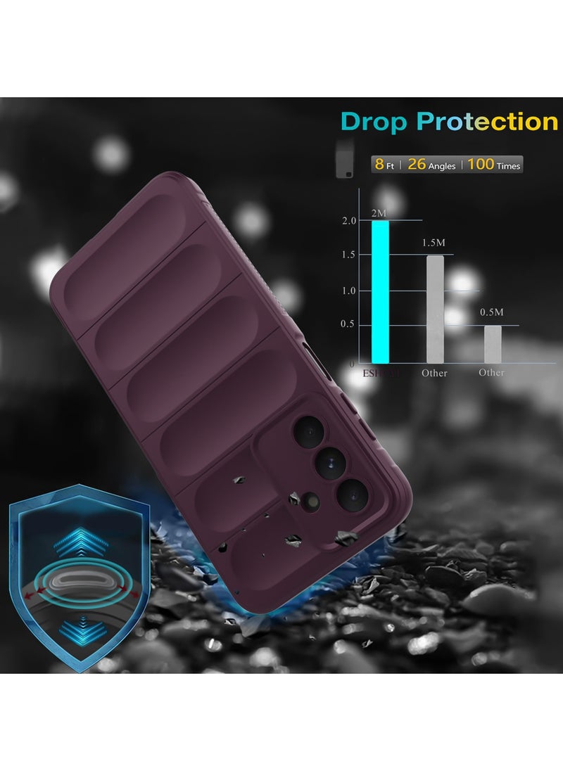 حافظة حماية ممتازة من السيليكون الخلفي متوافقة مع حافظة سامسونج جالاكسي A05S Magic Shield المقاومة للصدمات مع حماية الكاميرا (أحمر خمري)