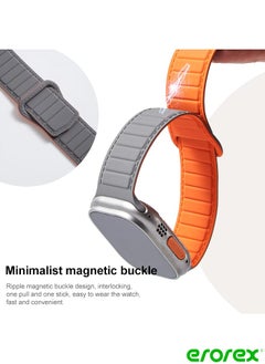 erorex Apple Watch 8 45mm  Loop Magnetic Silicone Watch Band(Starlight Orange)  - Image 5
