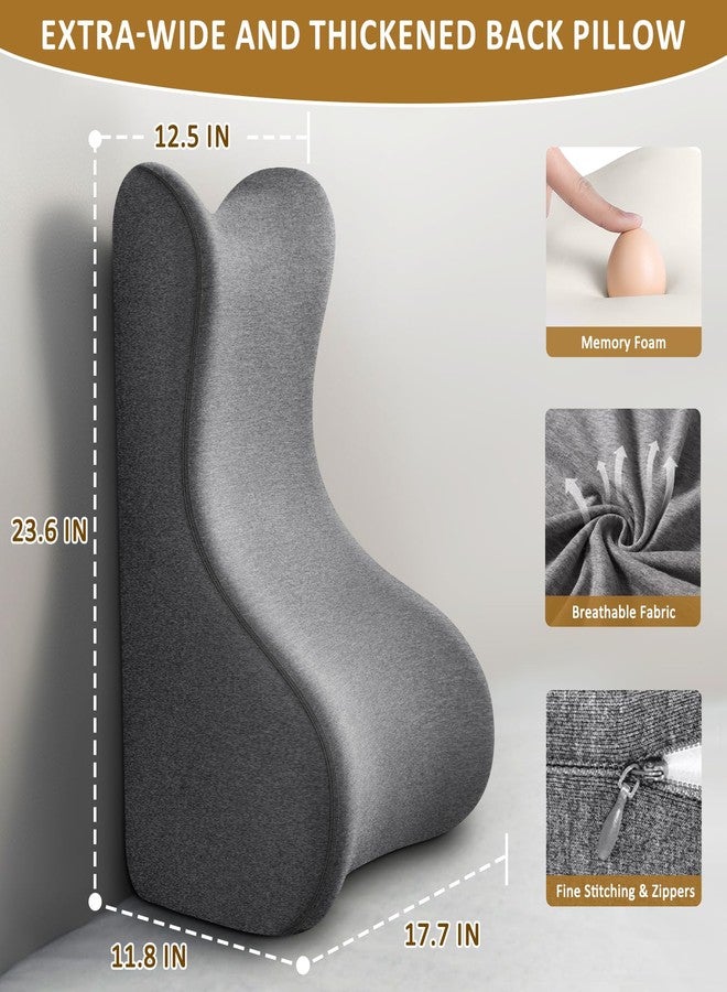 JIPORIER Reading Pillow for Bed,Ergonomic Wedge Pillow Headboard,Memory Foam Back Support Pillow for Bed Sitting Up Adult Sleeping,Wedge Headboard Pillow for Sleep Apne on Bedrest Couch Floor,Grey - Image 5
