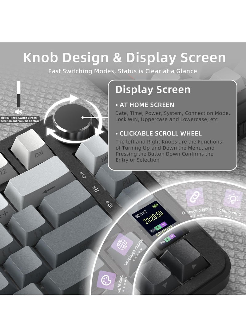 X85Pro Wireless Mechanical Keyboard with Three Mode RGB Bluetooth, Customizable Hot Plug, Display Screen for Office Use. - Image 4