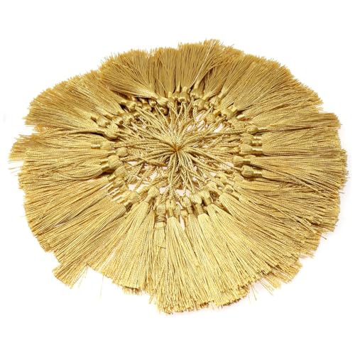 Haoser Golden 50 Psc 13cm/5 Inch Silky Floss Craft Tassels, Handmade Tassel with Loop for Jewelry Making Souvenir, Bookmarks, DIY Craft Accessory - Image 2