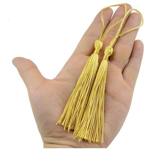 Haoser Golden 50 Psc 13cm/5 Inch Silky Floss Craft Tassels, Handmade Tassel with Loop for Jewelry Making Souvenir, Bookmarks, DIY Craft Accessory - Image 3