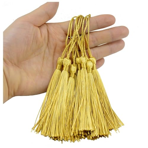 Haoser Golden 50 Psc 13cm/5 Inch Silky Floss Craft Tassels, Handmade Tassel with Loop for Jewelry Making Souvenir, Bookmarks, DIY Craft Accessory - Image 5