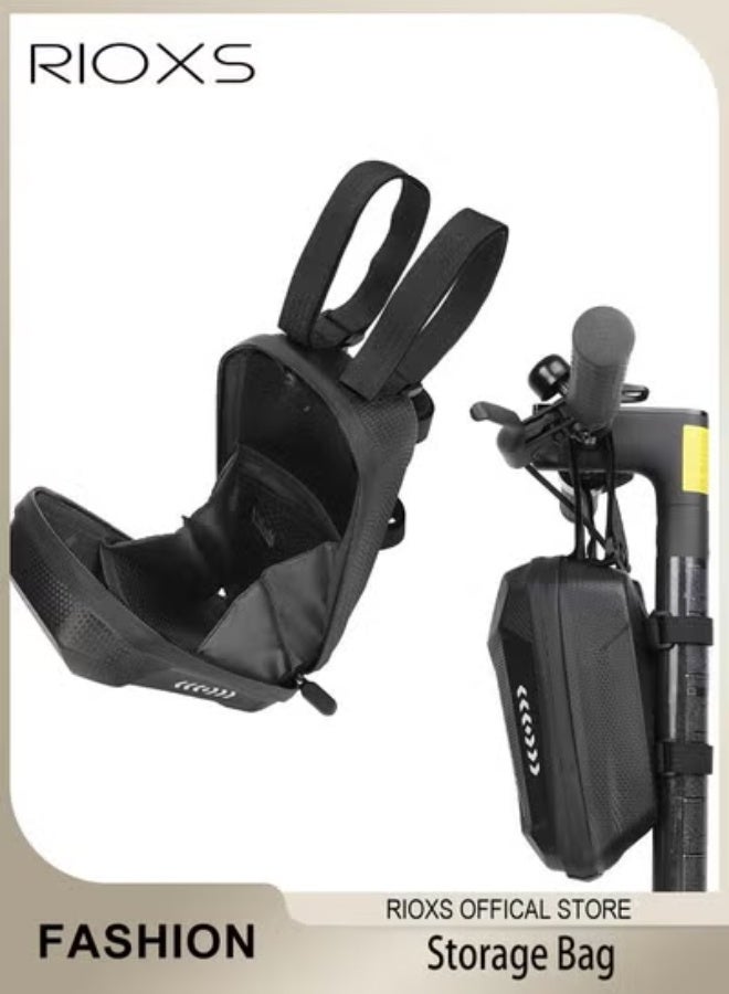 ريوكس حقيبة سرج دراجات مقاومة للماء، حقيبة تخزين بسحاب سعة 2 لتر، ملحق للدراجات/الدراجات المتوازنة/السكوترات، حقيبة متعددة الوظائف آمنة ومانعة للانزلاق من مادة EVA صلبة، سوداء اللون - Image 1