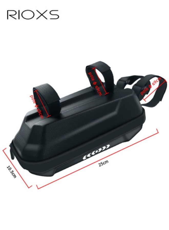 ريوكس حقيبة سرج دراجات مقاومة للماء، حقيبة تخزين بسحاب سعة 2 لتر، ملحق للدراجات/الدراجات المتوازنة/السكوترات، حقيبة متعددة الوظائف آمنة ومانعة للانزلاق من مادة EVA صلبة، سوداء اللون - Image 2