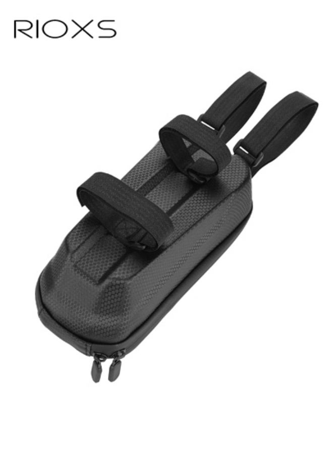 ريوكس حقيبة سرج دراجات مقاومة للماء، حقيبة تخزين بسحاب سعة 2 لتر، ملحق للدراجات/الدراجات المتوازنة/السكوترات، حقيبة متعددة الوظائف آمنة ومانعة للانزلاق من مادة EVA صلبة، سوداء اللون - Image 3