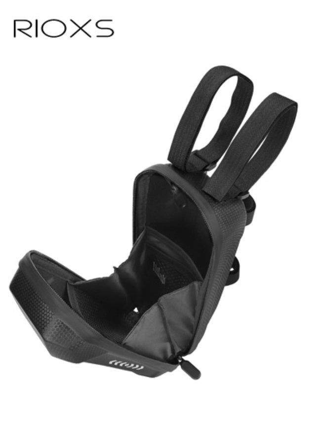 ريوكس حقيبة سرج دراجات مقاومة للماء، حقيبة تخزين بسحاب سعة 2 لتر، ملحق للدراجات/الدراجات المتوازنة/السكوترات، حقيبة متعددة الوظائف آمنة ومانعة للانزلاق من مادة EVA صلبة، سوداء اللون - Image 4