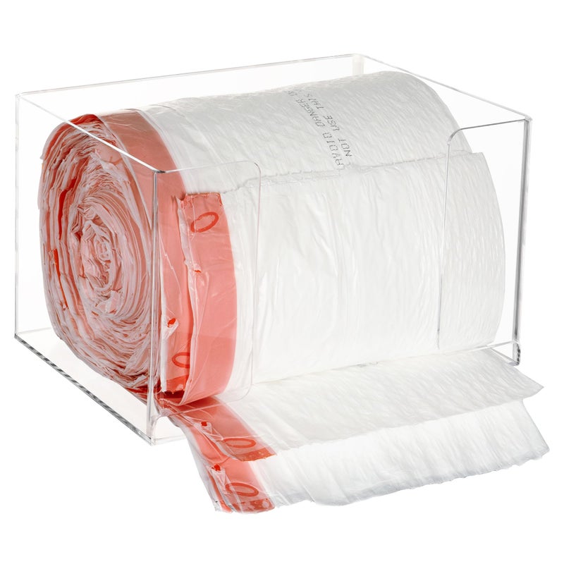 Aphbrada Extra Large Trash Bag Dispenser Roll Holder Wall Mount Acrylic Garbage Bag Dispenser Roll Holder for Kitchen Cabinet Trash Waste Bin Liners Organizer Under Sink Clear