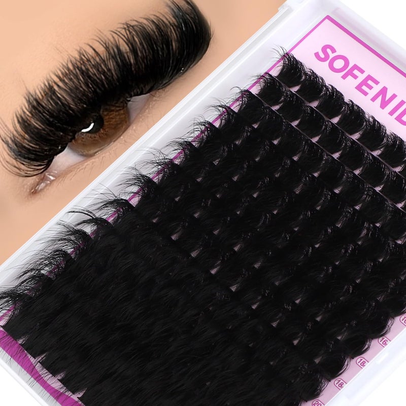 SOFENIDA Lash Clusters 300D Volume Lash Clusters 12-25mm Long Volume Cluster Eyelash Extensions D Curvature Waterproof Eyelash Clusters Individual Cluster Lashes Soft Wispy DIY Lash Extension by Sofenida - Image 1