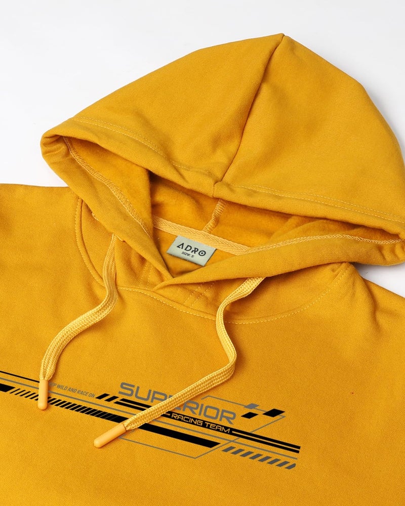 ADRO Men's Cotton Blend Neck Hooded Sweatshirt (H24-RAC-MU_Mustard - Image 5