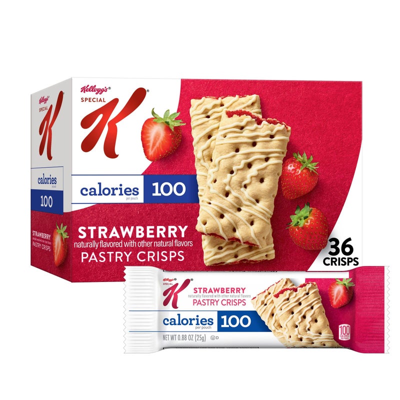 Special K Bar Pastry Crisps, 100 Calories, Breakfast Bars, Value Size, Strawberry, 15.84oz Box (36 Crisps) - Image 1