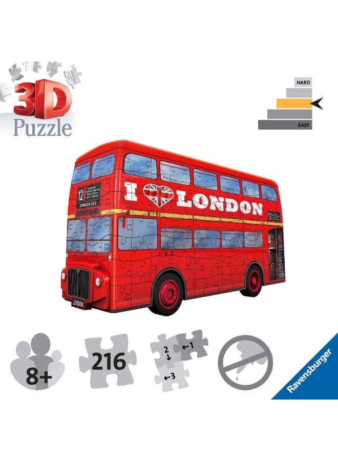 Ravensburger 3D Puzzle London Bus – 216 Piece Double-Decker Bus Model with Plastic EasyClick Fit, No Glue Needed – Doubles as Pencil Holder and Desk Decor – Fun for Ages 8 and Up | 12534-0 - Image 4