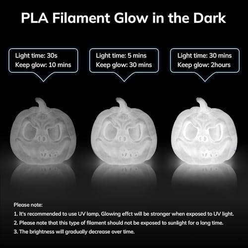 AMOLEN 3D PLA Printer Filament, 1.75mm Glow in The Dark White PLA Filament for 3D Printing, Best with UV Lamps, 1kg Spool (2.2lbs), Dimensional Accuracy +/- 0.02 mm, Fit Most FDM 3D Printers - Image 2