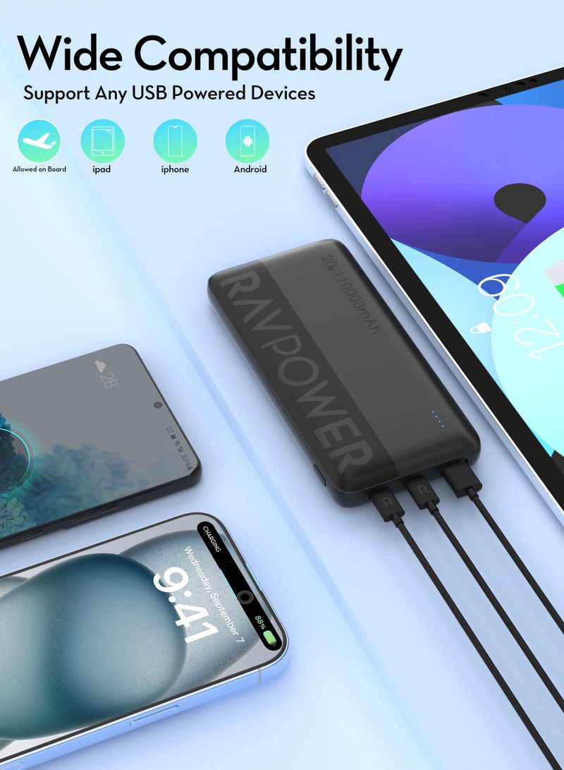 RAVPOWER 10000 mAh Fast Charging Combo 10000mAh Power Bank 20W Wall Charger USB-C 60W Cable Portable Charging Kit for iPhone Samsung Galaxy iPad RP-PC1085 black - Image 4