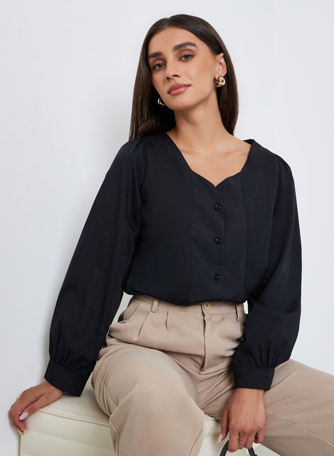 Styli Women Black Long Sleeve Blouse - Image 1