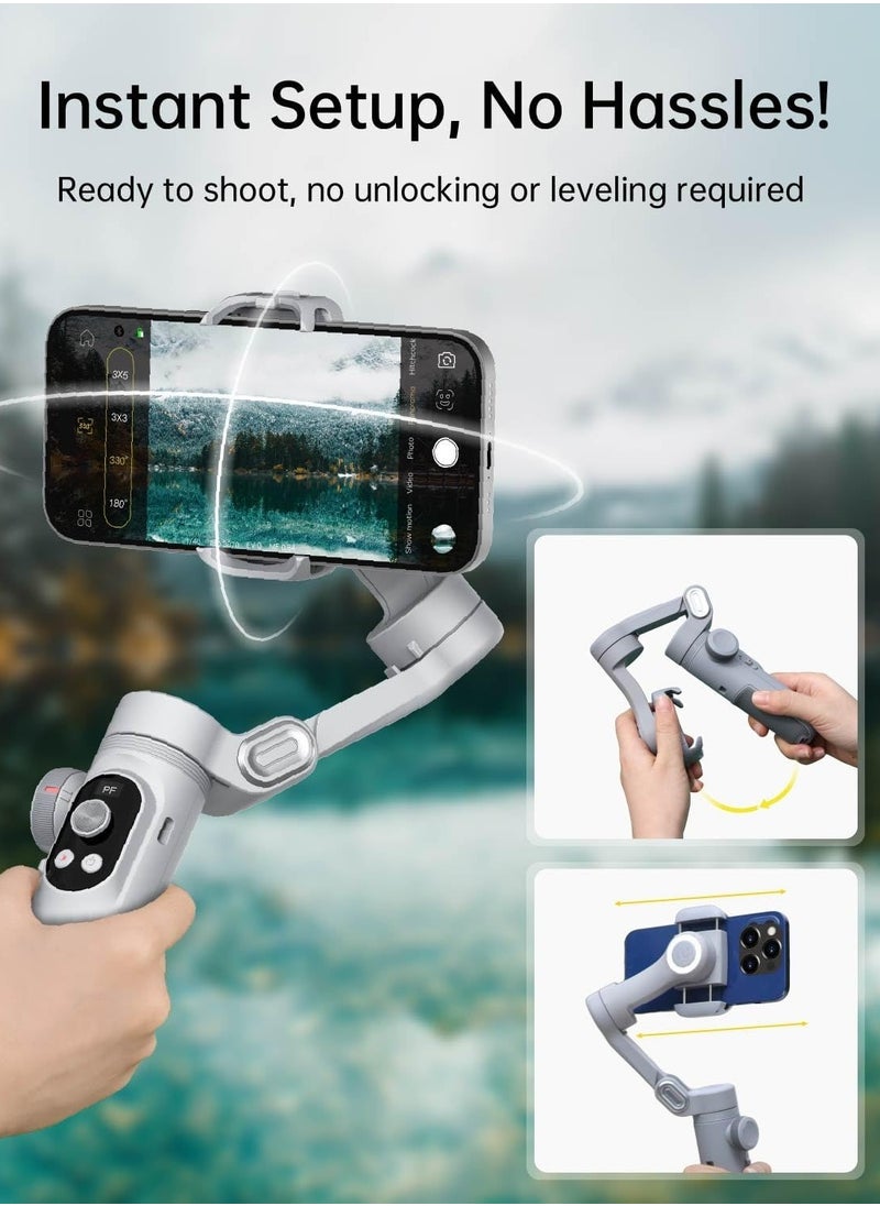 AOCHUAN - AOCHUAN X PRO Gimbal Stabilizer for Smartphone, Gimbal w/Wireless Charging iPhone Gimbal for iPhone 15 Pro Max/Android Foldable 3-Axis Handheld Phone Gimbal for Video Recording Face Tracking (Grey) - Image 1