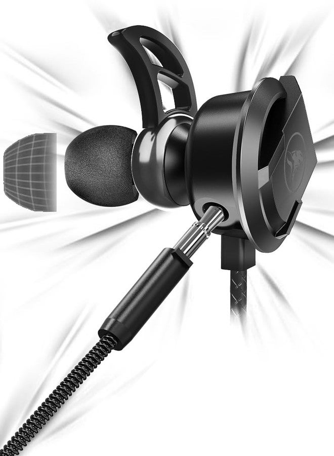 DLAND Wired Gaming Headset with Detachable Microphone - 10mm HD Sound for PS4/Xbox/PC/Switch/Mobile, Lightweight Earbuds with Noise Reduction & 2 Pairs of Spare Ear Tips (Black) - Image 2