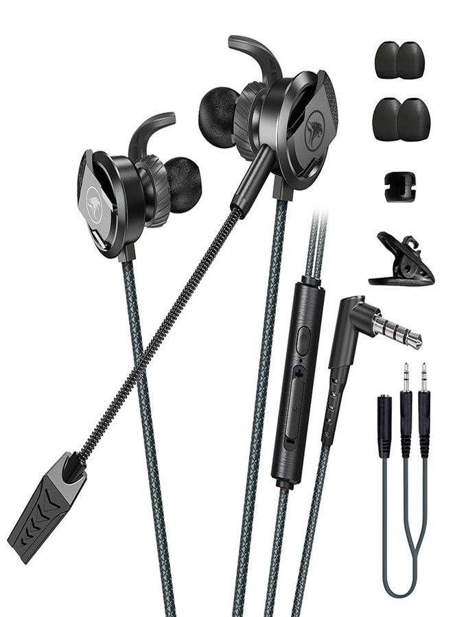 DLAND Wired Gaming Headset with Detachable Microphone - 10mm HD Sound for PS4/Xbox/PC/Switch/Mobile, Lightweight Earbuds with Noise Reduction & 2 Pairs of Spare Ear Tips (Black) - Image 1