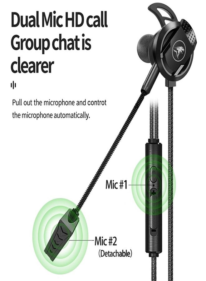 DLAND Wired Gaming Headset with Detachable Microphone - 10mm HD Sound for PS4/Xbox/PC/Switch/Mobile, Lightweight Earbuds with Noise Reduction & 2 Pairs of Spare Ear Tips (Black) - Image 4