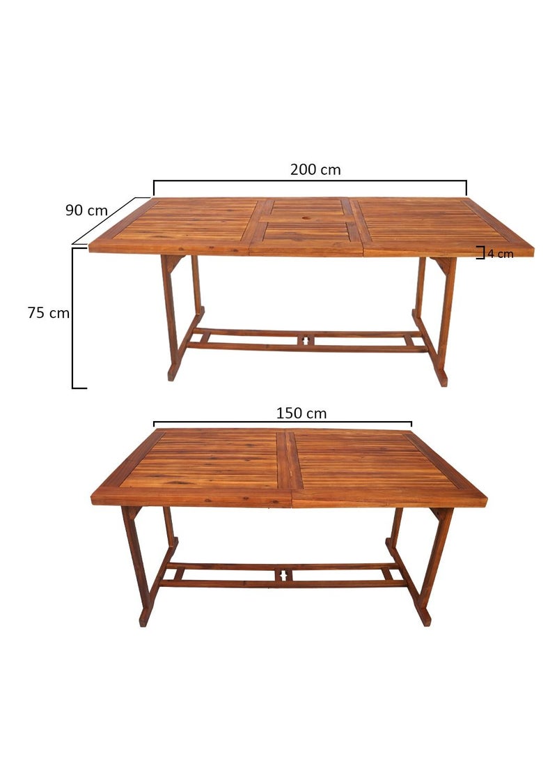 Adlustable Solid Acacia 9Pcs Wood Dining Set