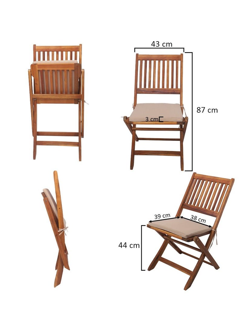 Adlustable Solid Acacia 9Pcs Wood Dining Set