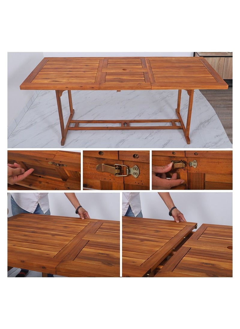 Adlustable Solid Acacia 9Pcs Wood Dining Set