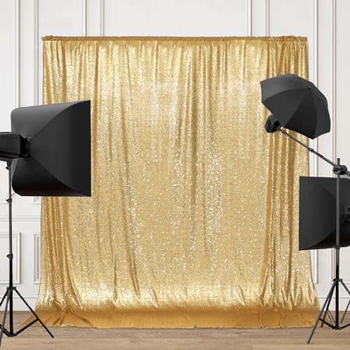 PartyDelight Sparkly Gold Sequin Backdrop Curtain 6Ft x 6Ft Photography Party Event Back Drop - Image 5