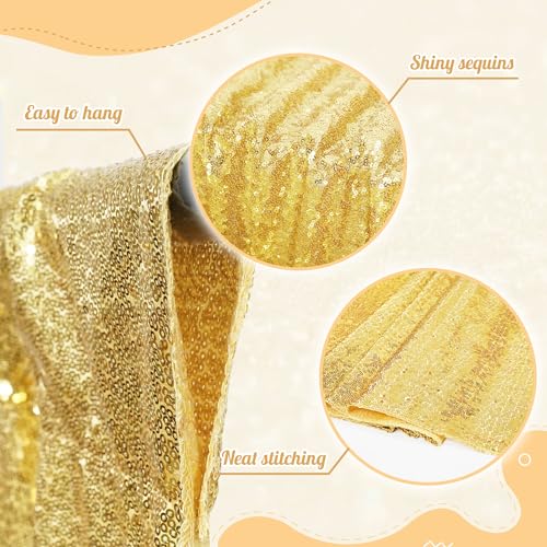 PartyDelight Sparkly Gold Sequin Backdrop Curtain 6Ft x 6Ft Photography Party Event Back Drop - Image 2