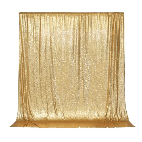 PartyDelight Sparkly Gold Sequin Backdrop Curtain 6Ft x 6Ft Photography Party Event Back Drop - Image 1