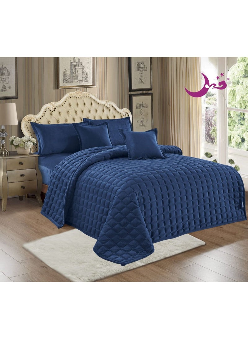 Moon 4 Pieces Soft Velvet Fur-Free Comforter Bedspread Set Single  - Image 1