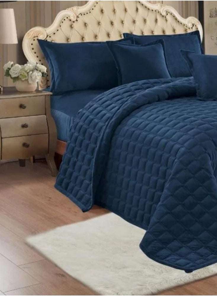 Moon 4 Pieces Soft Velvet Fur-Free Comforter Bedspread Set Single  - Image 4