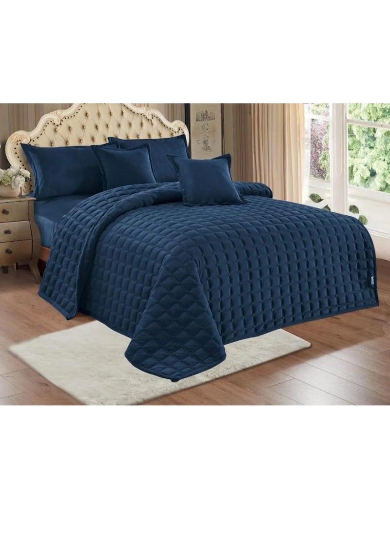 Moon 4 Pieces Soft Velvet Fur-Free Comforter Bedspread Set Single  - Image 2