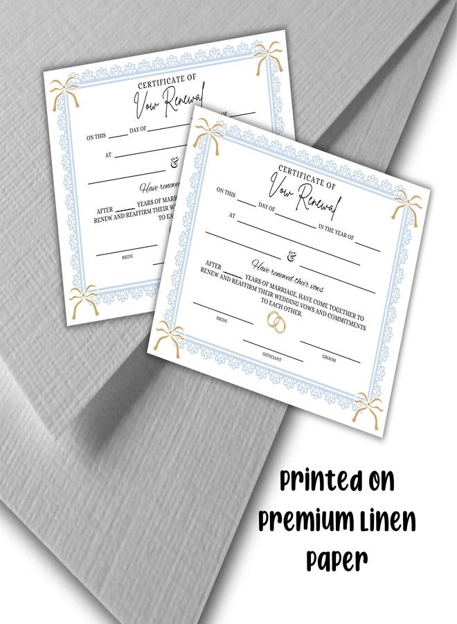 Lashicorn Vow Renewal Ceremony Certificate 6pk 8.5x11” on Linen Spiritual to Frame Wedding Vows Keepsake Certify That Love Renewal Blue Lace - Image 5
