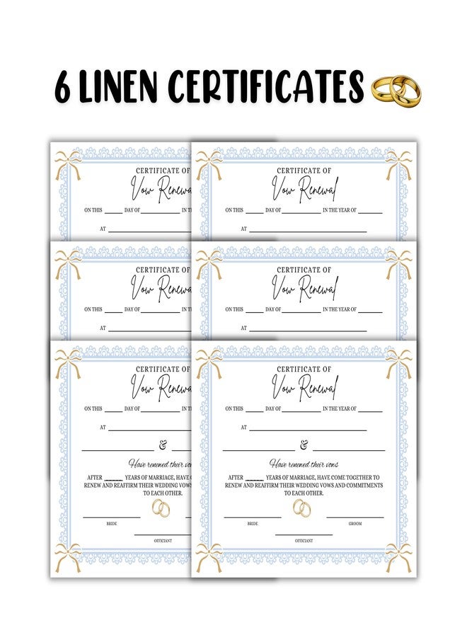 Lashicorn Vow Renewal Ceremony Certificate 6pk 8.5x11” on Linen Spiritual to Frame Wedding Vows Keepsake Certify That Love Renewal Blue Lace - Image 2