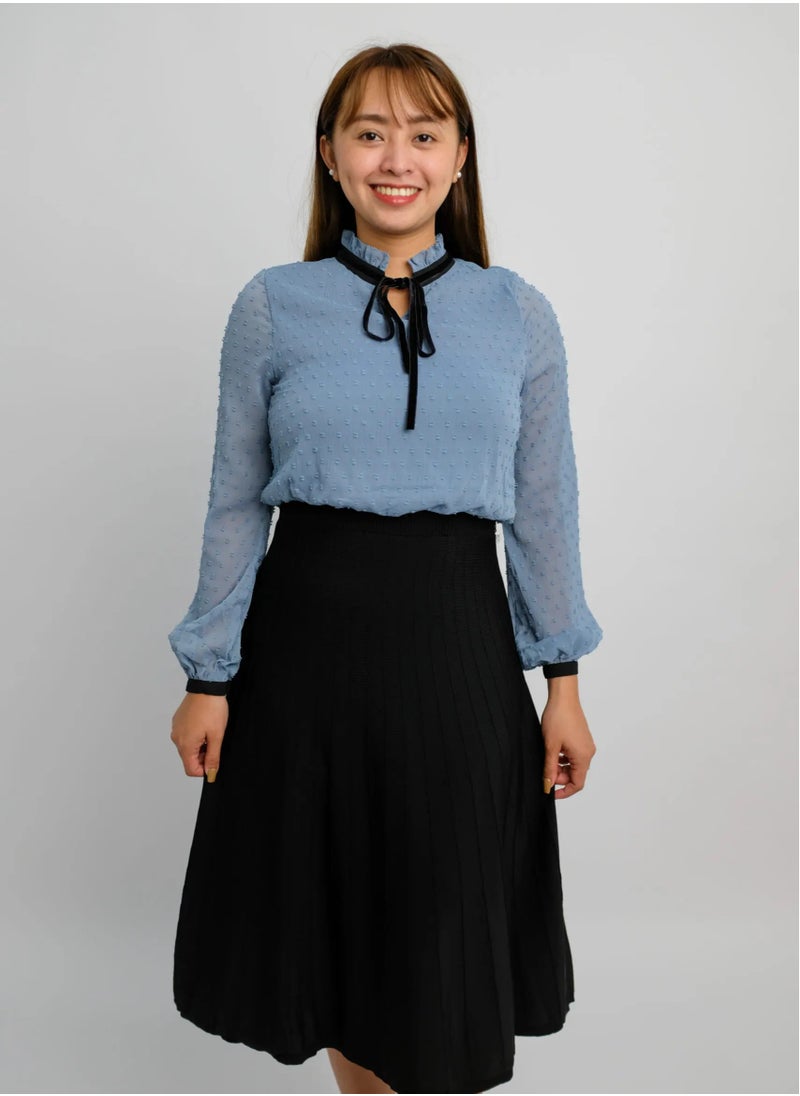 ONLY - Women’s Patchwork Casual Pleated Skirt Dress in Faded Denim - Image 1