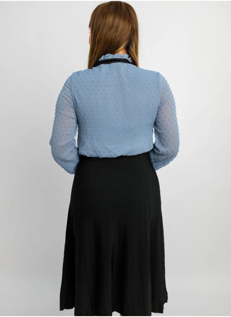 ONLY - Women’s Patchwork Casual Pleated Skirt Dress in Faded Denim - Image 1