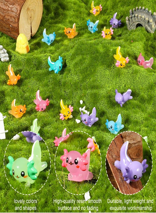 GGSTDDUP 35 Pcs Mini Resin Axolotl, Tiny Axolotl Miniature Figures Toy Mini Axolotl Charm Ornament for Fairy Garden Landscape Aquarium Birthday Christmas Party Decoration (7 Colors) - Image 3