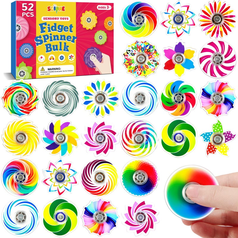 SCIONE 52 Pack Mini Fidget Spinner ToysMini Sensory Fidget Toys Bulk Kids with AutismRainbow Party Favors for Kids Birthday Party FavorsGoodie Bags StuffersTreasure Box Toy Classroom Prizes - Image 3