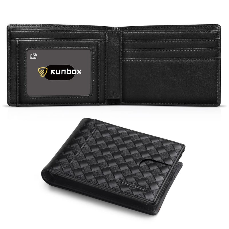RUNBOX Novelty Wallet for Men Slim 11 Credit Card Holder Slots Leather RFID Blocking Small Thin Men's Wallet Bifold Minimalist Front Pocket Large Capacity Gift Box - Image 1