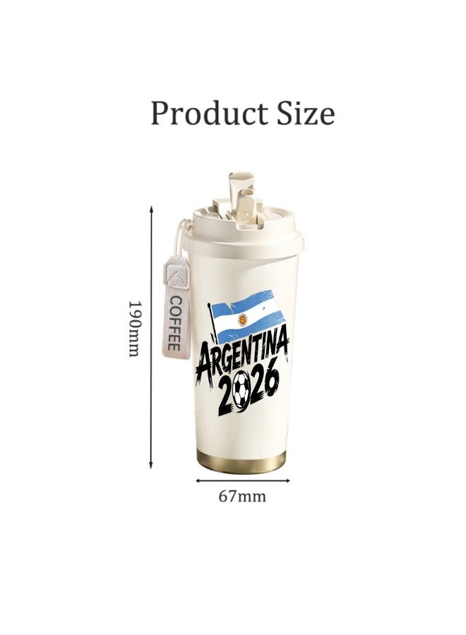 FIFA 520ml World Cup Printed Stainless Steel Insulated Water Bottle Double Wall Vacuum Thermal Flask Leakproof Cup for Hot & Cold Drinks - Image 2