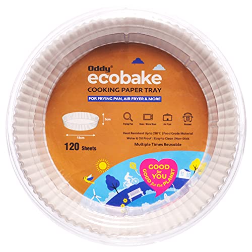 Oddy Uniwraps Ecobake Cooking Paper Tray for Frying Pan, Steamer, Airfryer & More - 7 Inch Base + 1.96 Inch Walls, 120 Pcs, White, Standard - Image 5