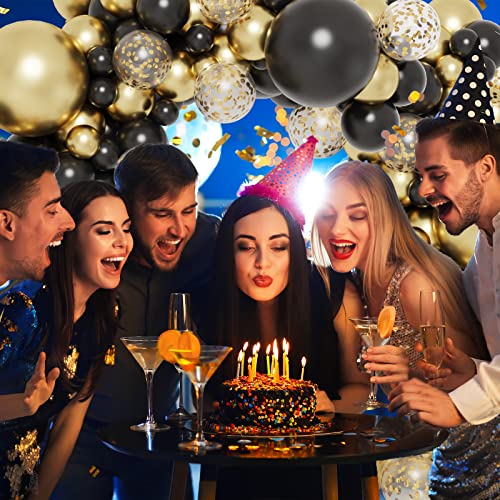 RUBFAC 130pcs Black and Gold Balloons, Black Metal Gold and Metallic Confetti Gold Balloons for 2025 Graduation Class Decorations Retiremen Party Baby Shower Wedding Birthday Anniversary - Image 5
