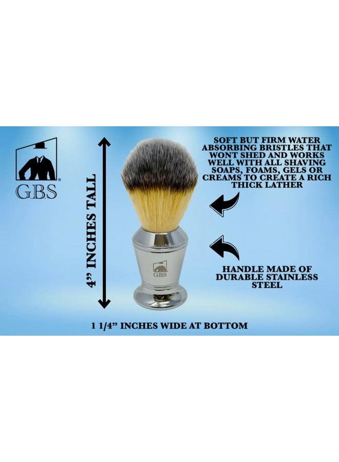 G.B.S Men's Shaving Kit 3 pc Stainless Steel Bowl Shaving Soap and Synthetic Shaving Brush Durable Makes a Gift Holiday - Image 2