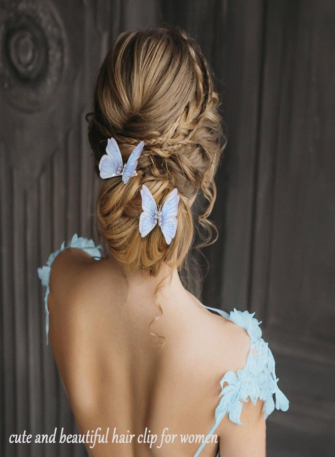 WANLIAN Blue Butterfly Medium Hair Clips Set - 2 Pcs with Dangling Wings - Beautiful Butterfly Hair Accessories for Girls & Women - Image 4