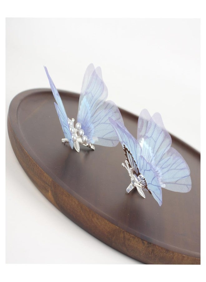 WANLIAN Blue Butterfly Medium Hair Clips Set - 2 Pcs with Dangling Wings - Beautiful Butterfly Hair Accessories for Girls & Women - Image 1