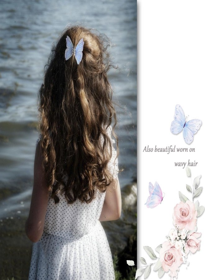 WANLIAN Blue Butterfly Medium Hair Clips Set - 2 Pcs with Dangling Wings - Beautiful Butterfly Hair Accessories for Girls & Women - Image 5