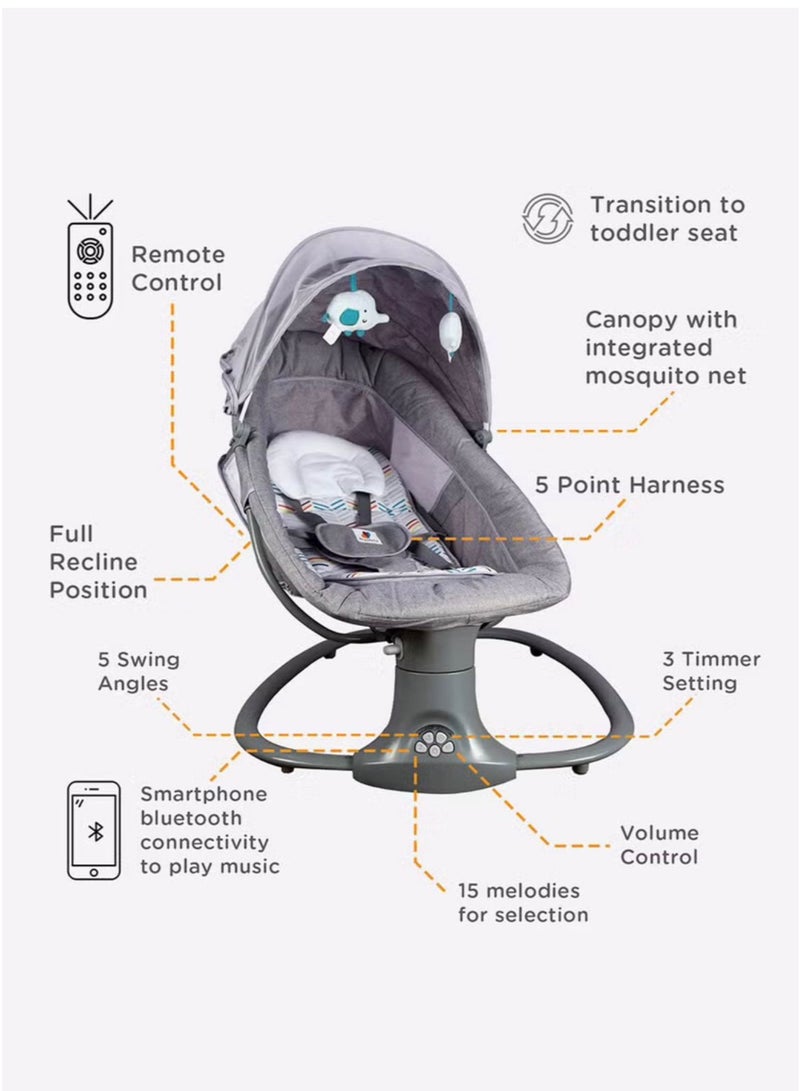 ماستيلا 3-in-1 Deluxe Baby Bassinet - Multi-Functional Rocker Sleeper with Music, Vibration, Mosquito Net, Toy Bar - Image 2
