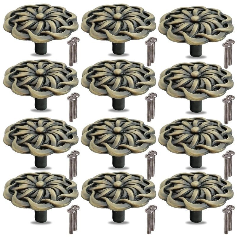 JKC Ply Antique Brass Eye Catching Cabinet Handle Door Handles for Wardrobe Door Knob Drawer Handles and Pulls Drawer Knobs for Home Decor Pack of 12