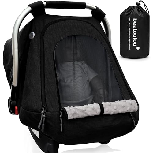 beatoutou Baby Car Seat CoverPatented Waterproof Baby Car Seat Cover for Boys GirlsInfant Car Seat Cover Canopy for GirlsWindproof Car Seat Canopy for Boys Keeps Babies Warm and Cozy Black - Image 1